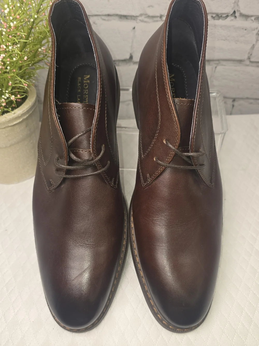 MORETTI BLACK LABEL BROWN LEATHER CHUKKA BOOTS LACE UP MENS 9D